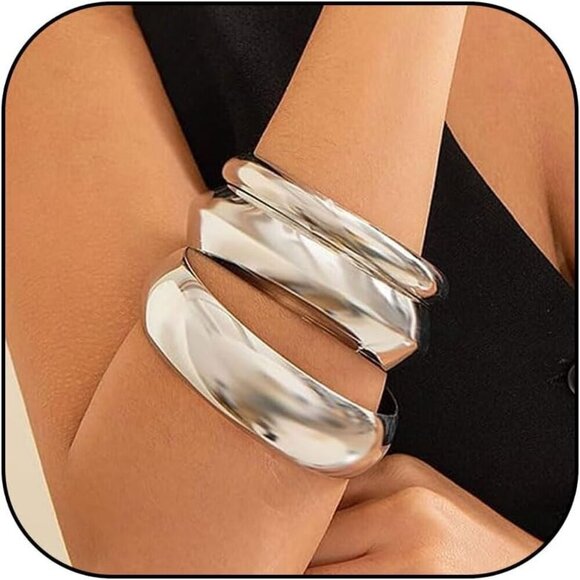 Women Metal Stackable Boho Indian silver Bangles Bracelet Stack Non Tarnish - Picture 1 of 8